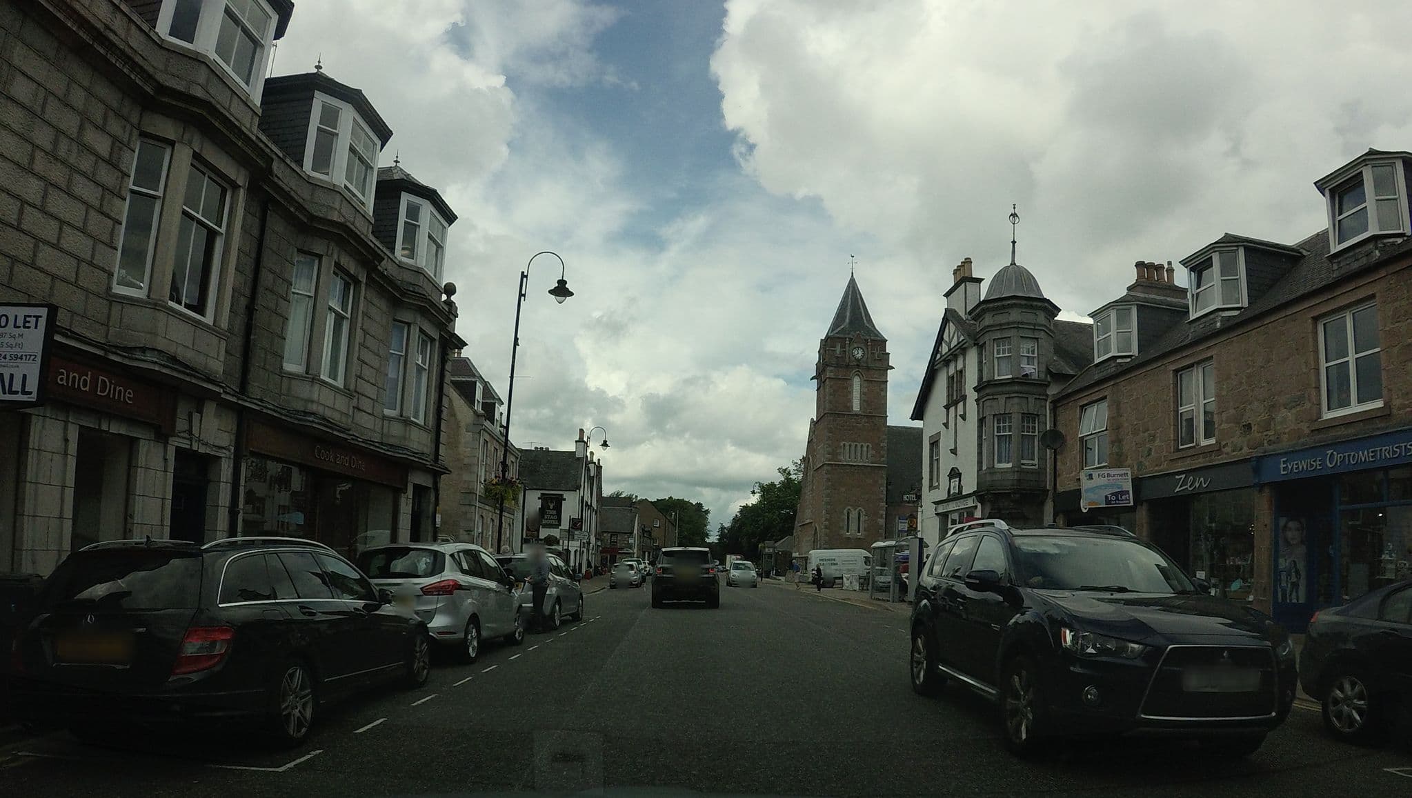 Street view near The Stag Hotel, Banchory — © hobgoblin (CC BY-SA · Mapillary)