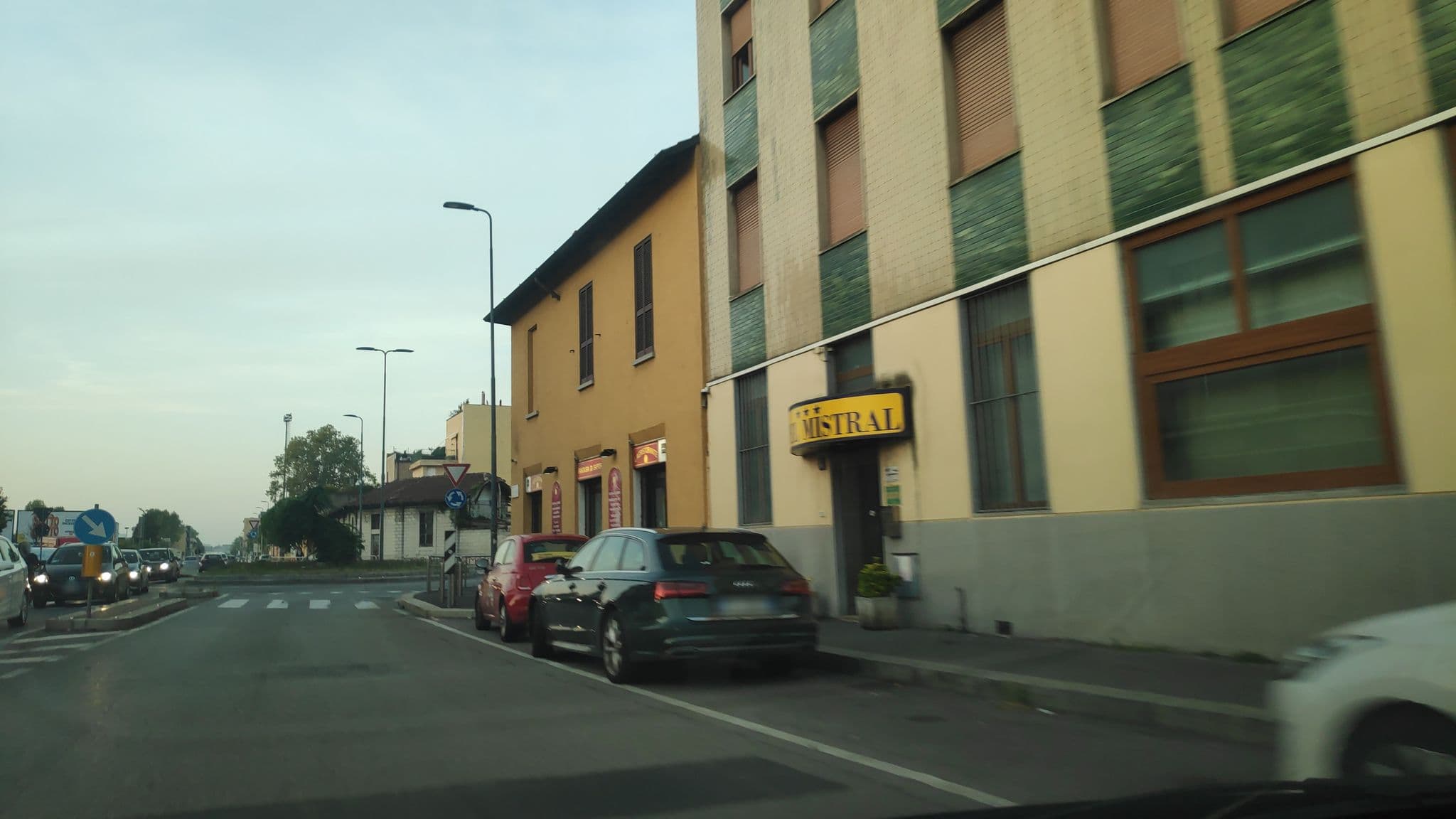Street view near Hotel Mistral, Linate — © marcuscalabresus (CC BY-SA · Mapillary)
